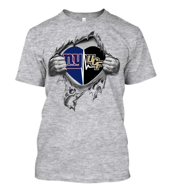 New York Giants Ucf Knights Heart Rip Football Fans T-Shirt