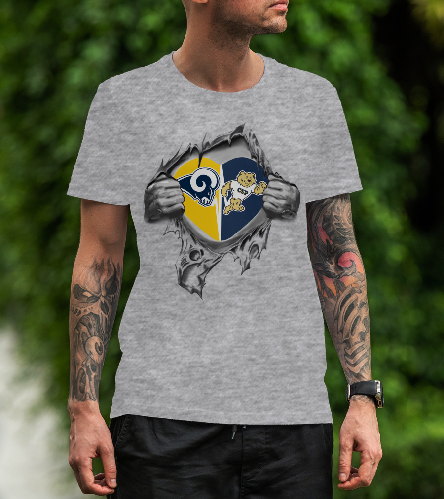 Rams Concordia University St Paul Csp Heart Symbol With Hands Pulling Open Fabric T-Shirt