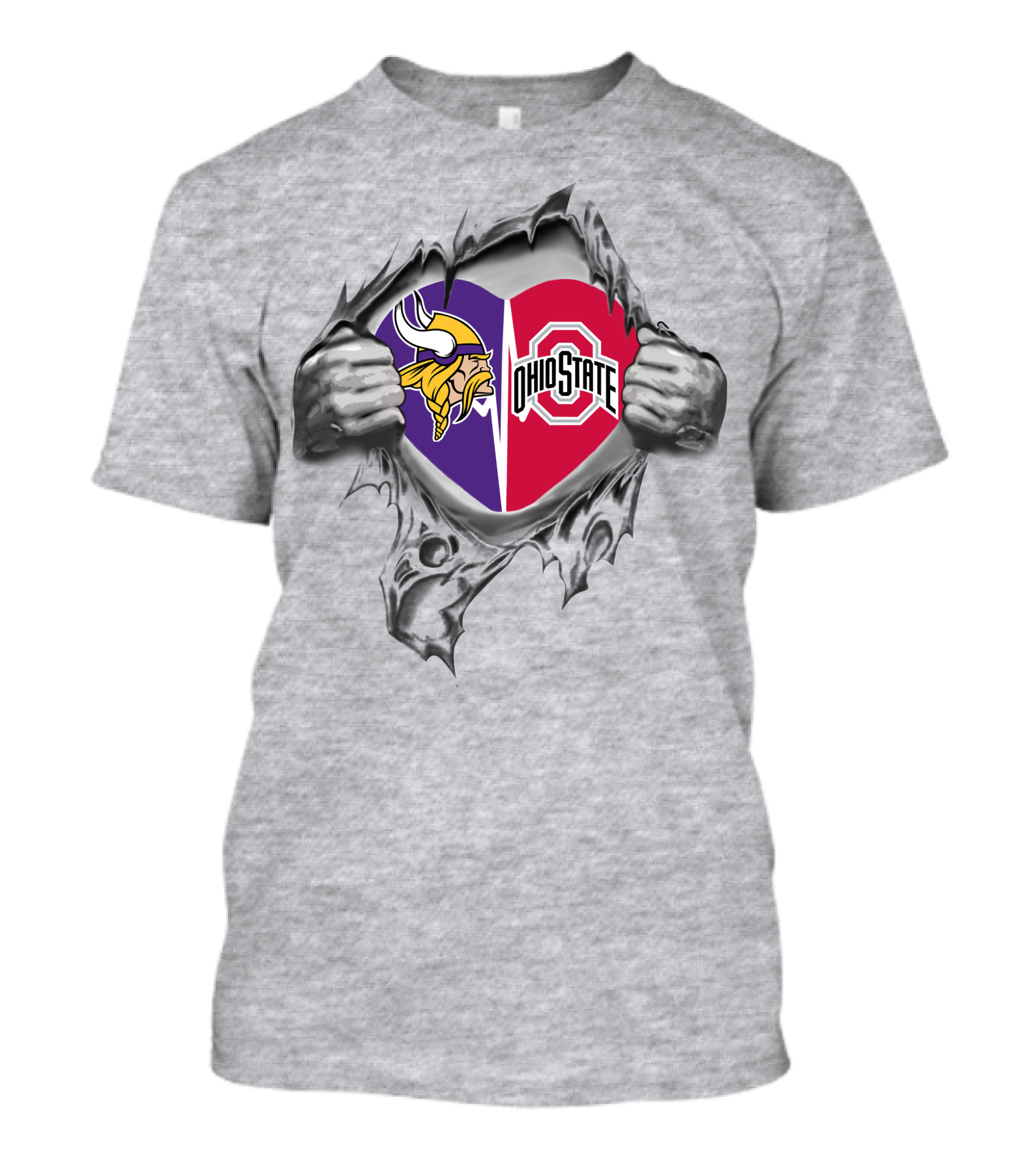 Vikings Ohio State Buckeyes Heartburst Loyalties T-Shirt
