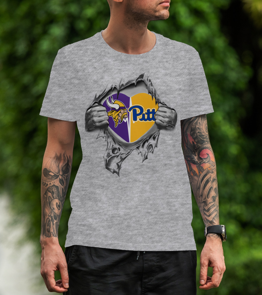 Vikings Panthers Pitt Heart T-Shirt
