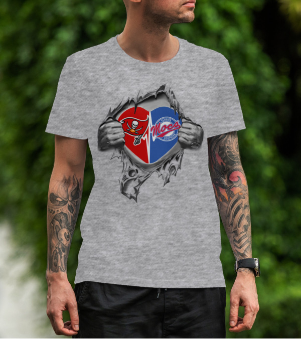 Tampa Bay Buccaneers Florida Southern Mocs Heart T-Shirt