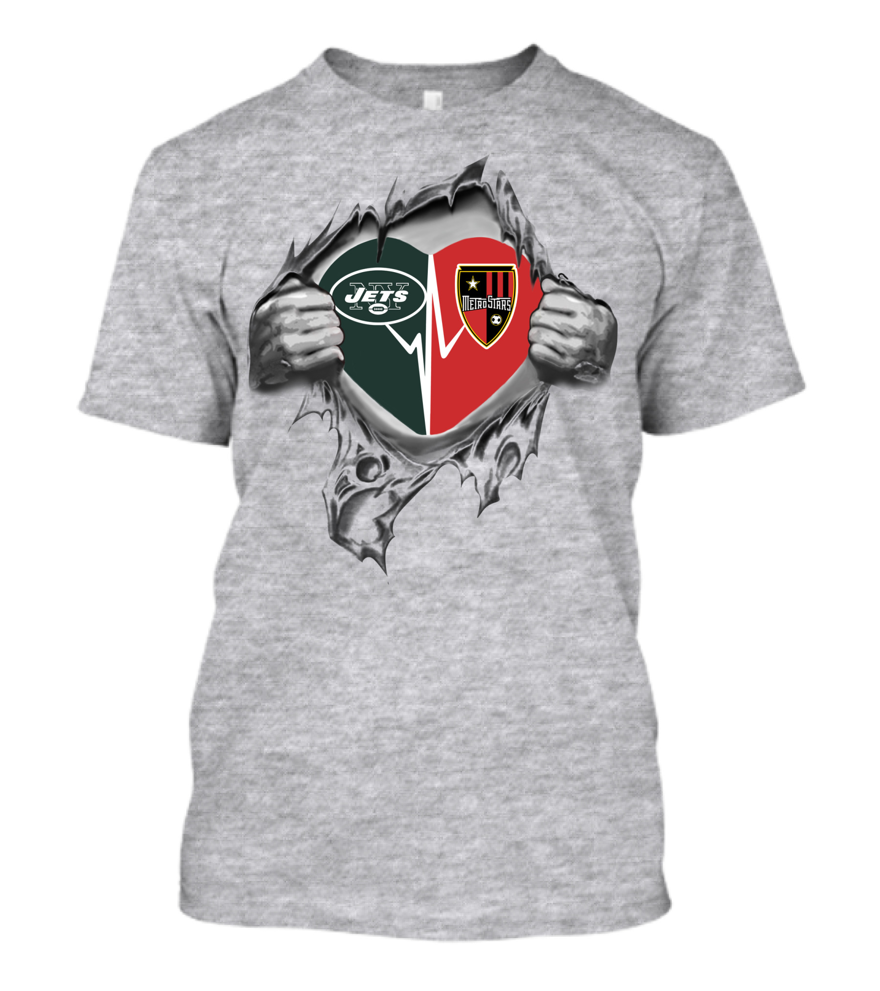 Jets Metrostars Heart Logo With Torn Fabric T-Shirt