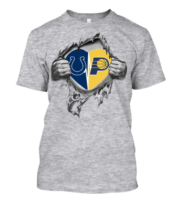 Colts Indiana Pacers Heart Logo Ripped T-Shirt