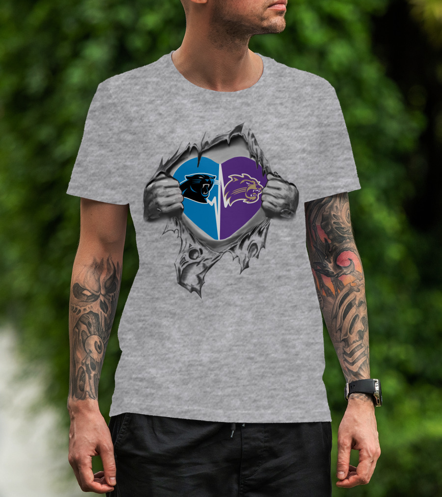 Panthers Western Carolina Catamounts Heart Logo Fusion T-Shirt
