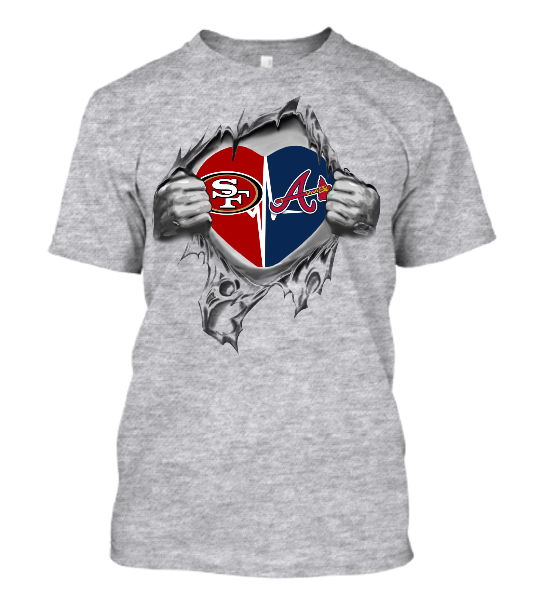 49ers Atlanta Braves Heart Symbolizing Fan Connection T-Shirt