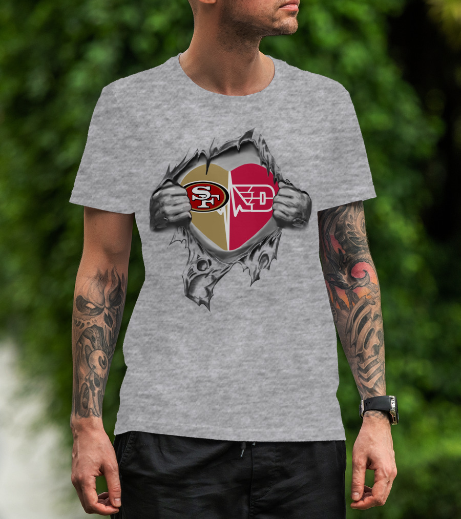 49ers Dayton Flyers Heart Logo Combination T-Shirt