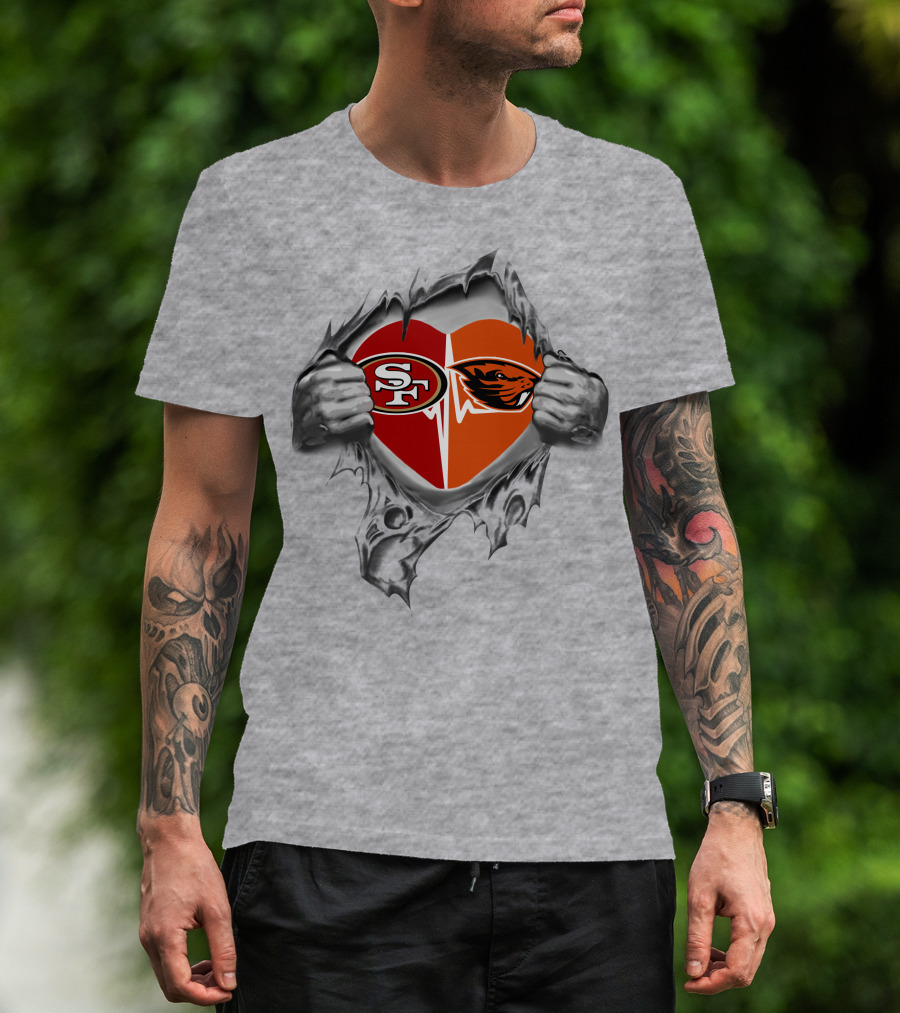 49ers Oregon State Beavers Heart Design It's In My Heart T-Shirt