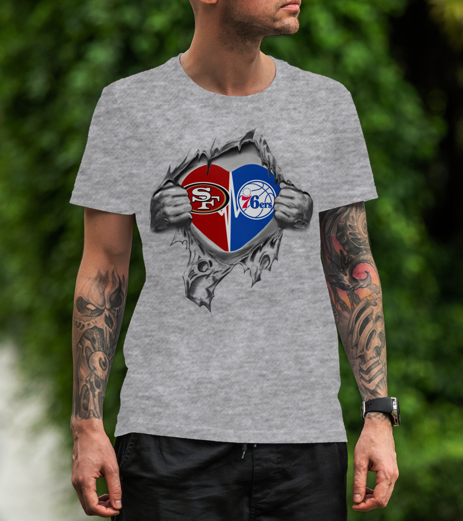 49ers 76ers Heart Showcasing Loyalty T-Shirt