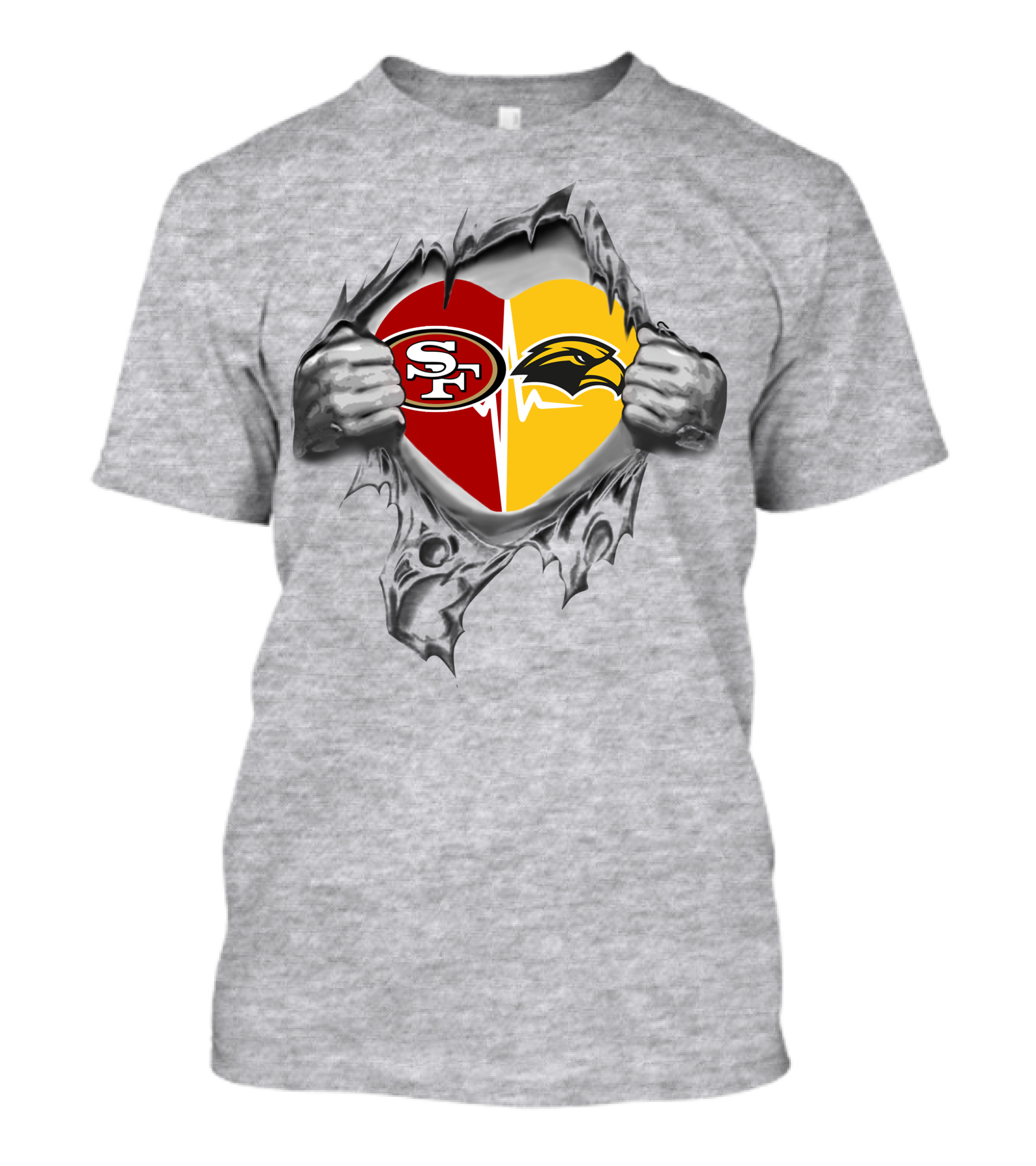 49ers Southern Mississippi Golden Eagles Heart T-Shirt