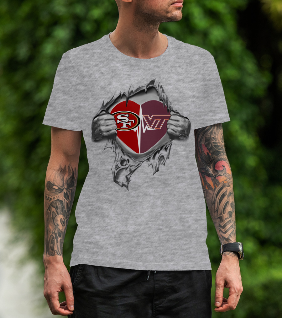 49ers Sf Virginia Tech Vt Heart T-Shirt