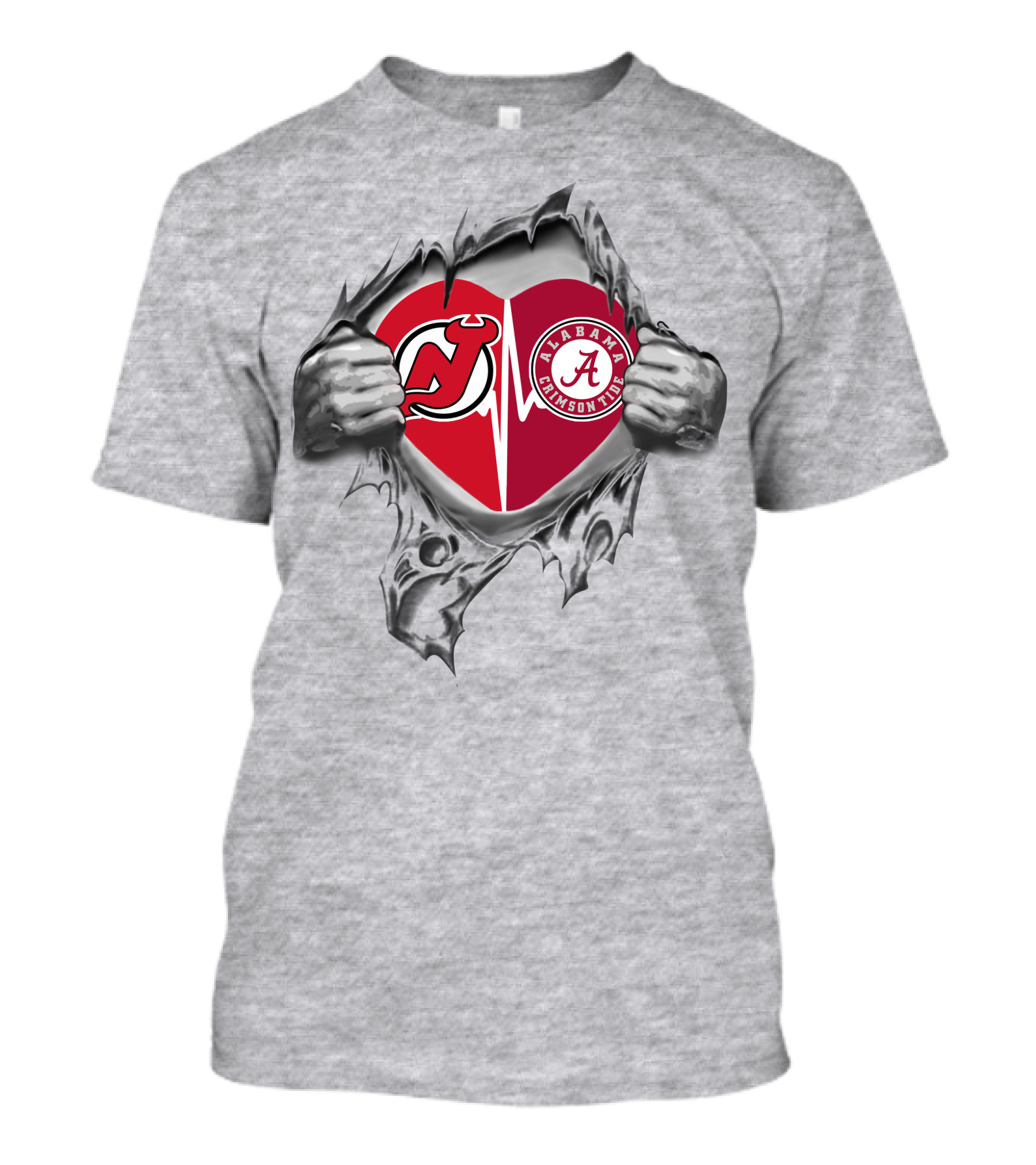 New Jersey Devils Alabama Crimson Tide Heartbeat Connection T-Shirt