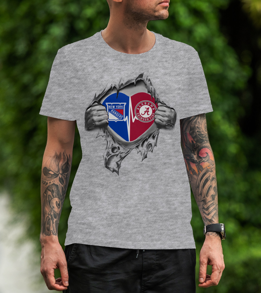 New York Rangers Alabama Crimson Tide Heartbeat Passion T-Shirt