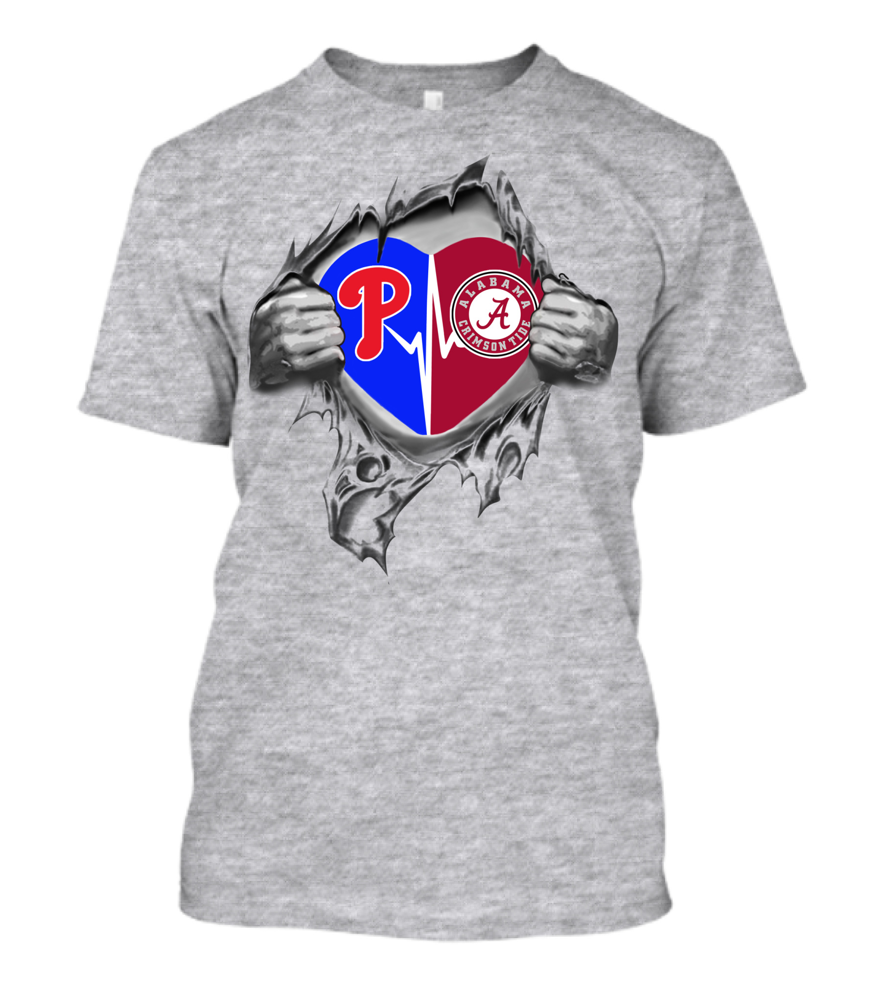 Philadelphia Phillies Alabama Crimson Tide Heart T-Shirt