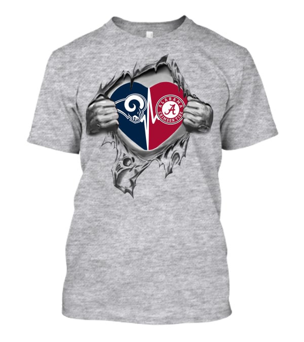 Rams Alabama Crimson Tide Heart Logo Fan Pride T-Shirt