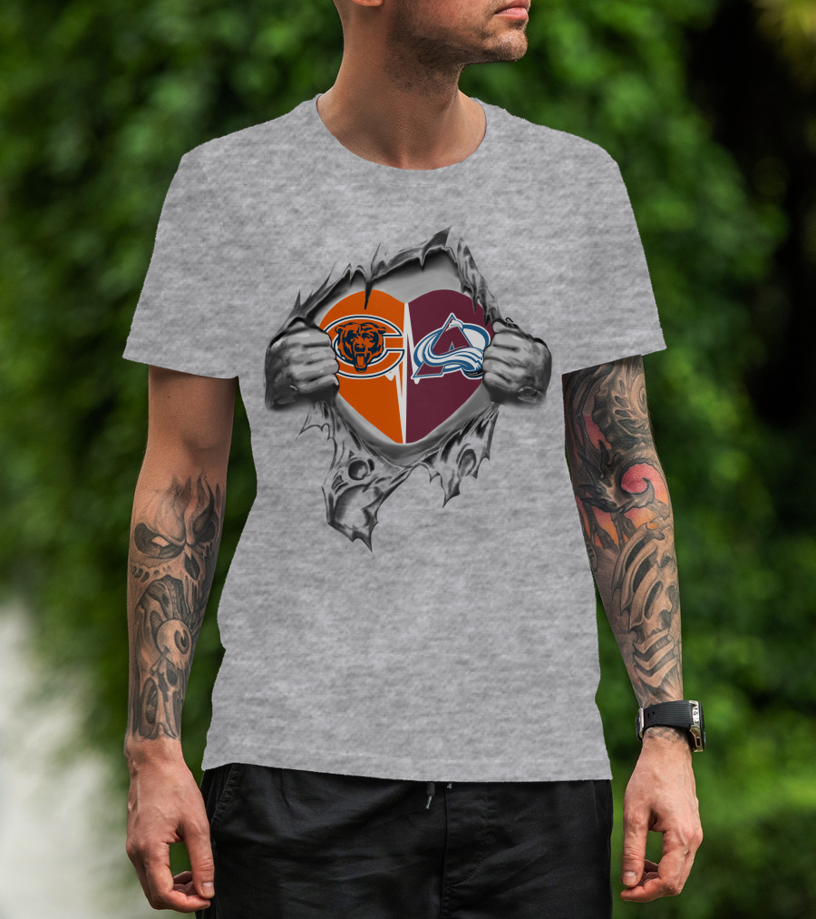 Bears Colorado Avalanche Heart Rip T-Shirt
