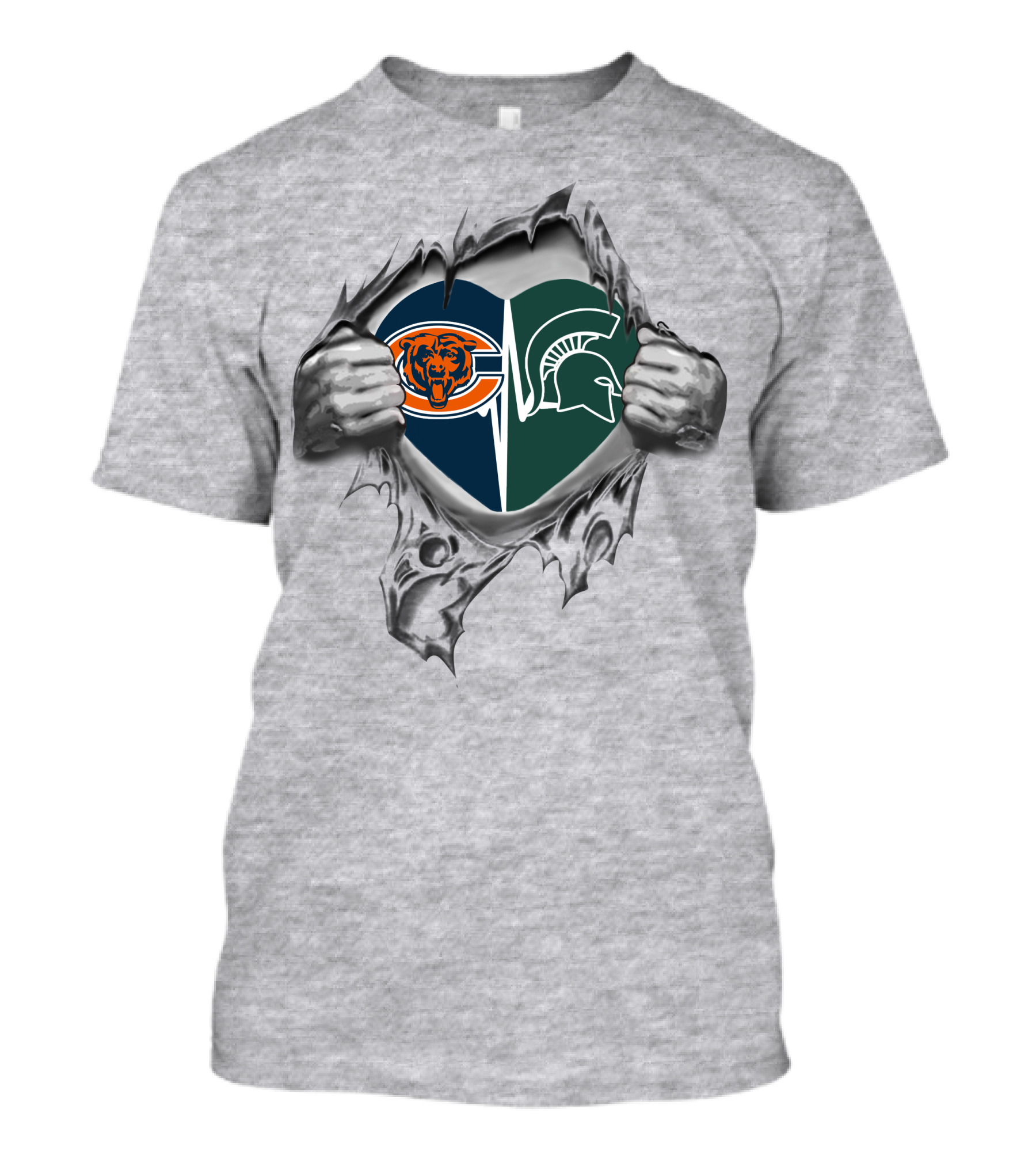 Bears Michigan State Spartans Heart Logo Combination T-Shirt