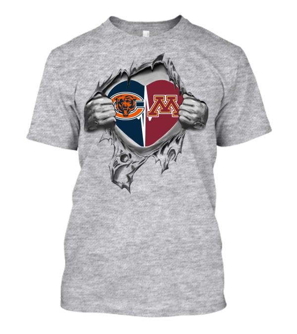 Bears Minnesota Golden Gophers Heart With Logos T-Shirt