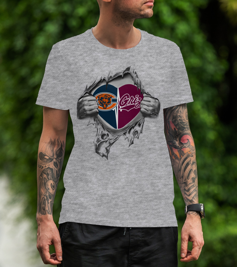 Bears Griz Heart Chicago Montana Grizzlies Fan Love T-Shirt
