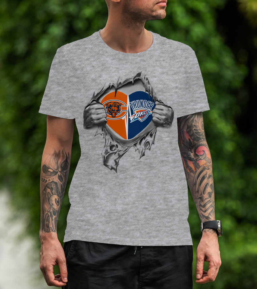 Bears Okc Thunder Heart Torn Reveal T-Shirt