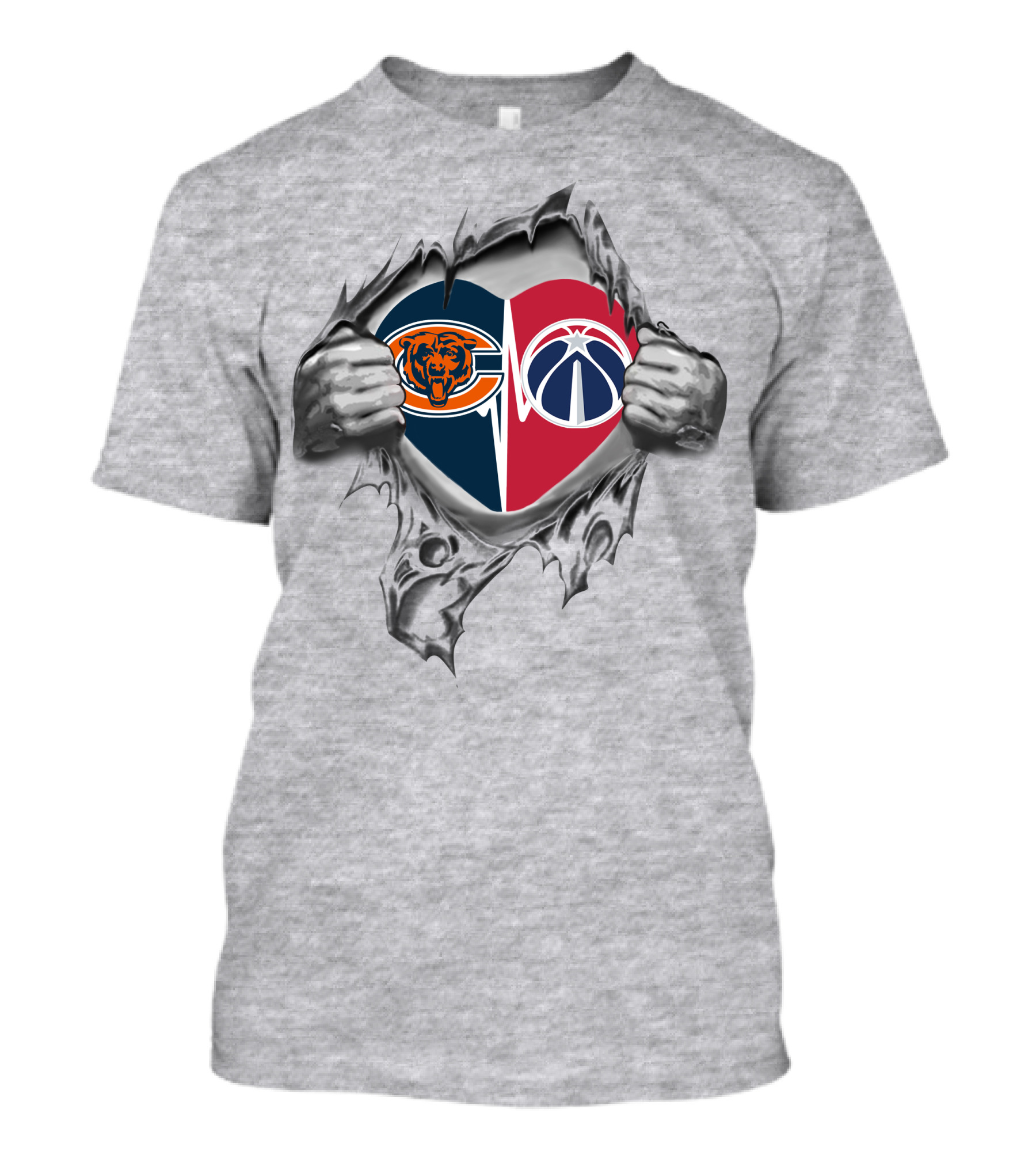 Bears Washington Wizards Heart Logo Torn Reveal T-Shirt