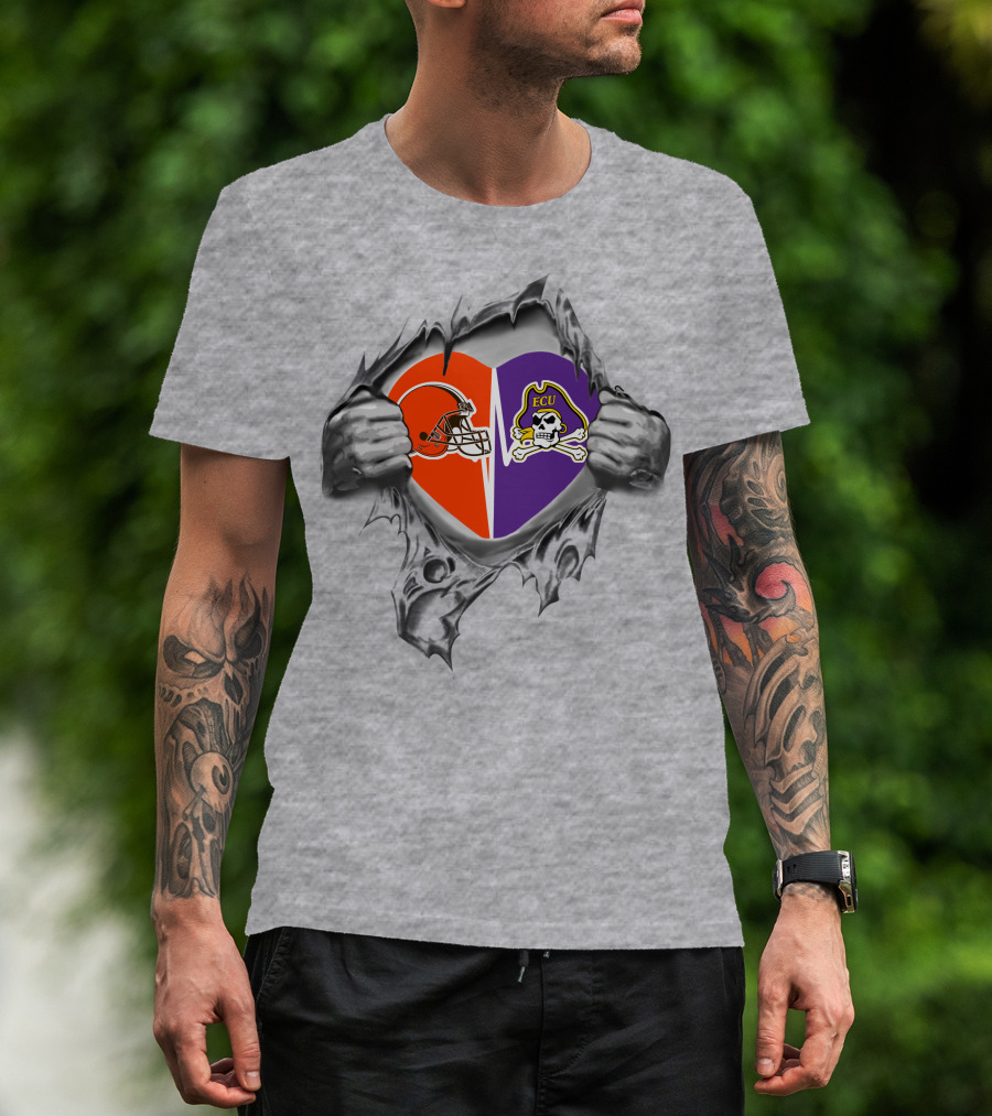 Browns Ecu Pirates Heart T-Shirt