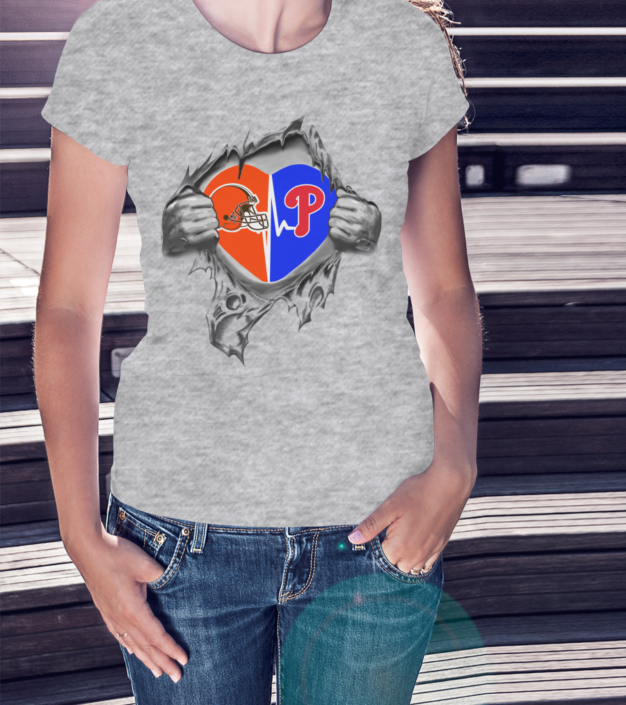 Browns Philadelphia Phillies Heart T-Shirt