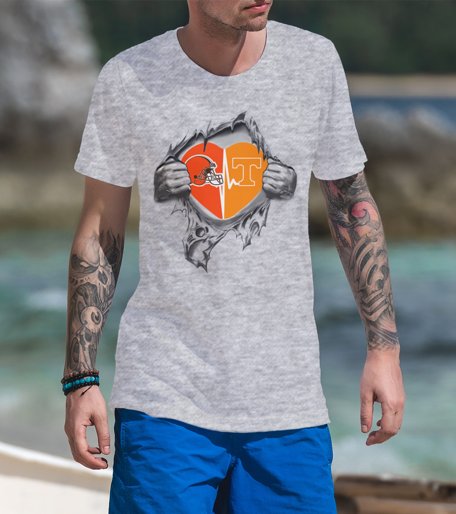 Browns Tennessee Volunteers Heartbeat Passion T-Shirt