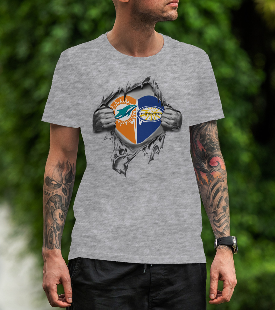 Miami Dolphins And Miami Fusion Heart Design 26 It's In My Heart T-Shirt