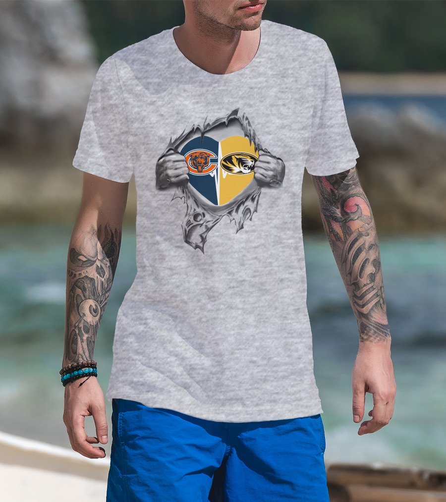 Chicago Bears Missouri Tigers Heart T-Shirt