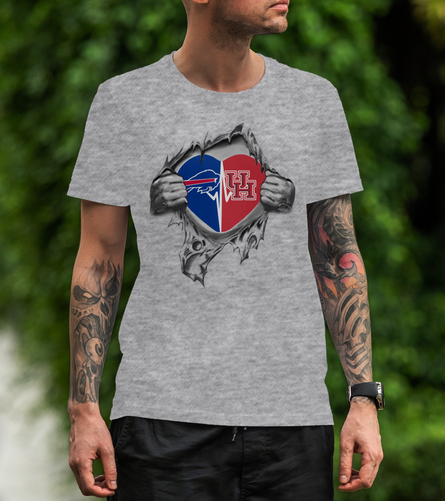 Bills Houston Cougars Heartbeat Passion Ultimate Fan Pride T-Shirt