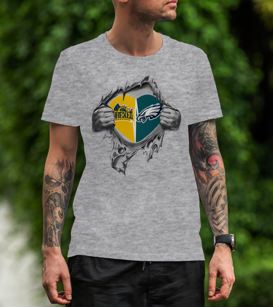 Drexel Dragons And Eagles Heart Combination T-Shirt