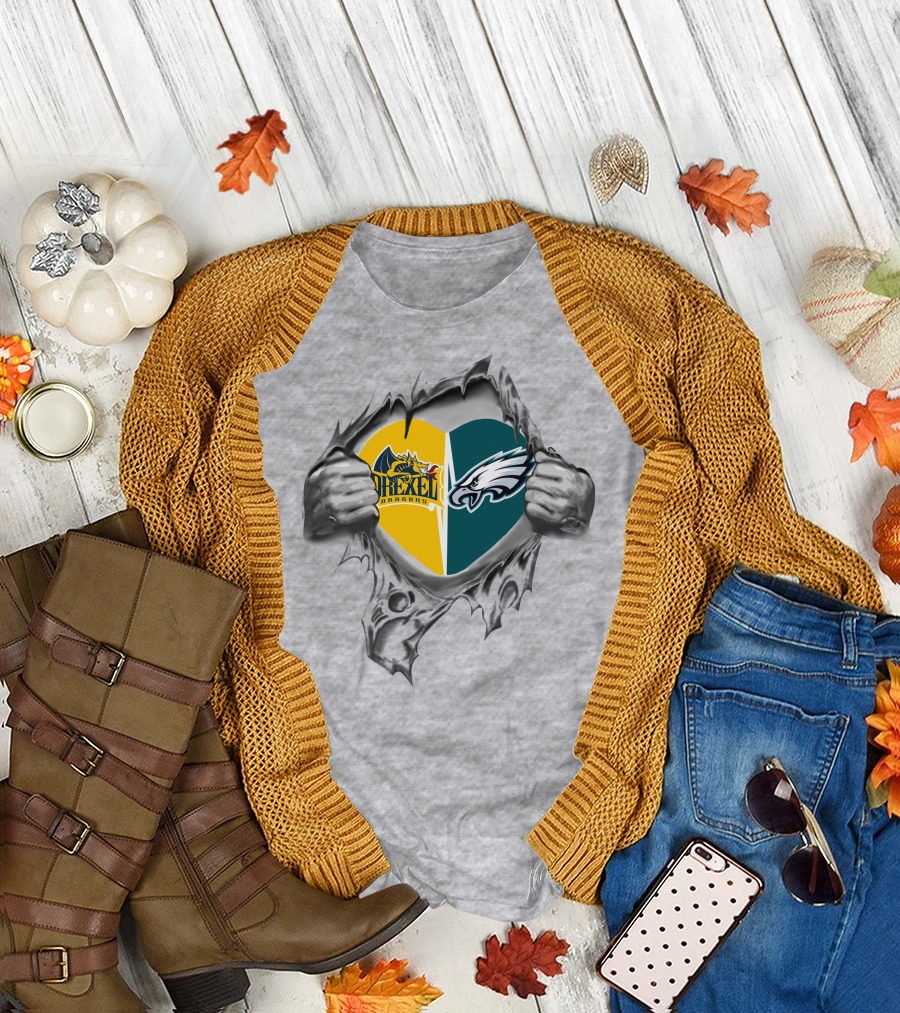 Drexel Dragons And Eagles Heart Combination T-Shirt