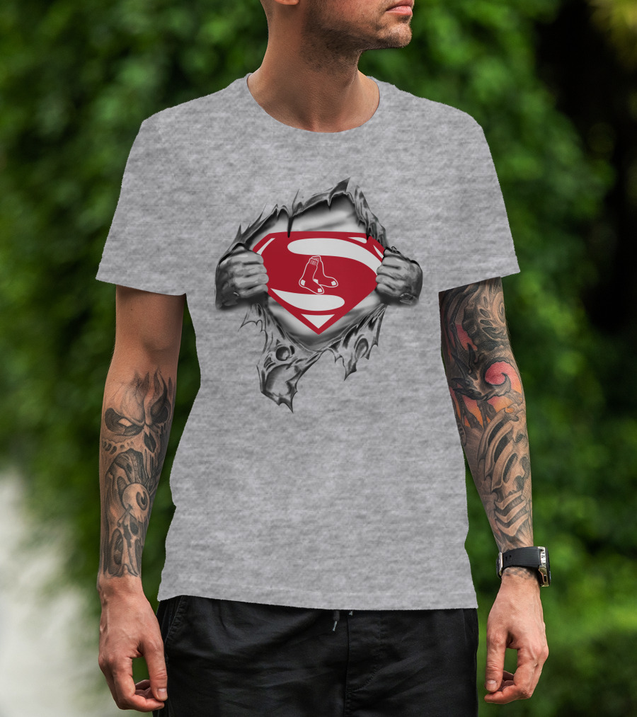 Boston Red Sox Superman Logo Rip T-Shirt