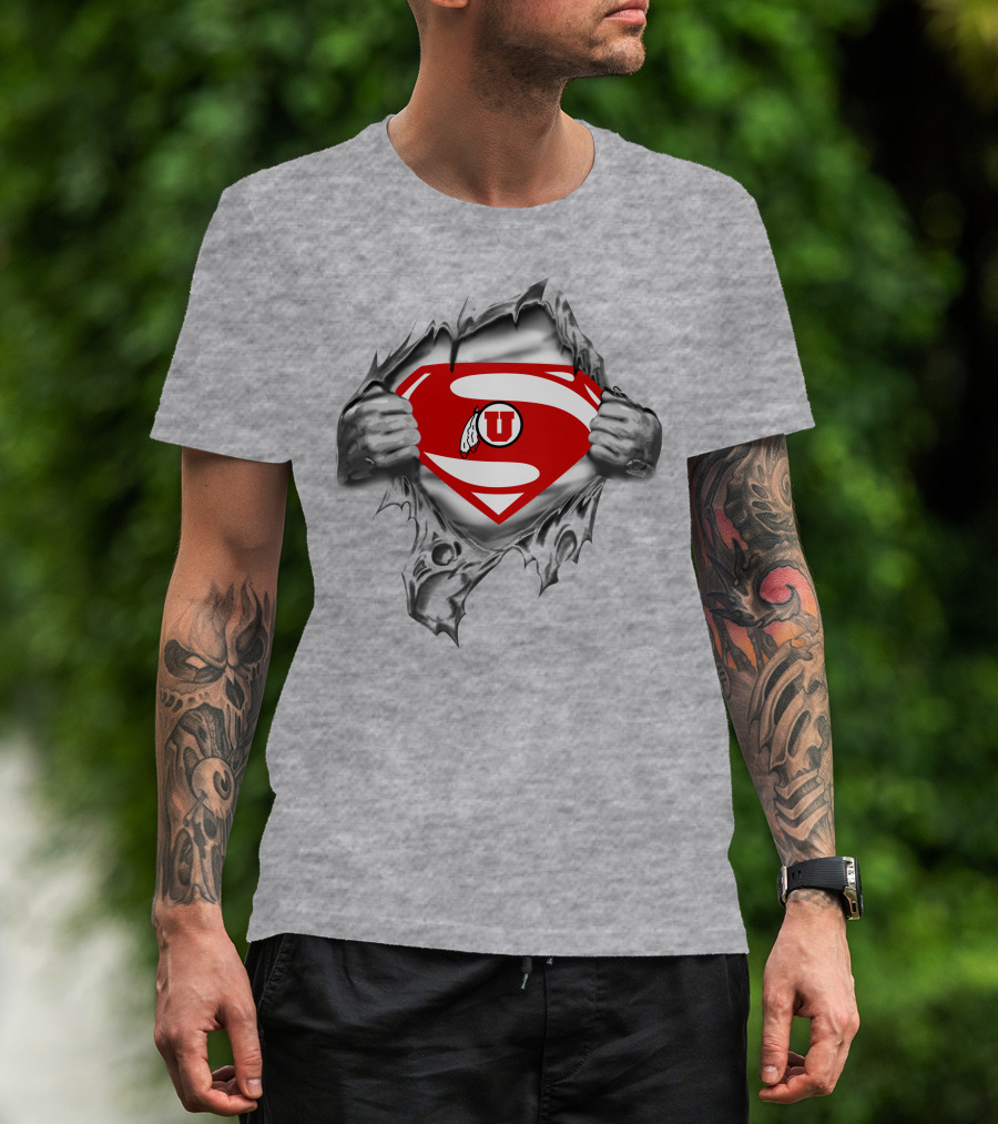 393 Utah Utes Superman Logo Tear Effect T-Shirt