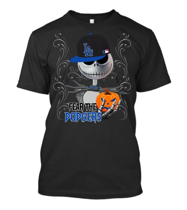 Fear The Los Angeles Dodgers Halloween Jack Skellington Pumpkin T-Shirt