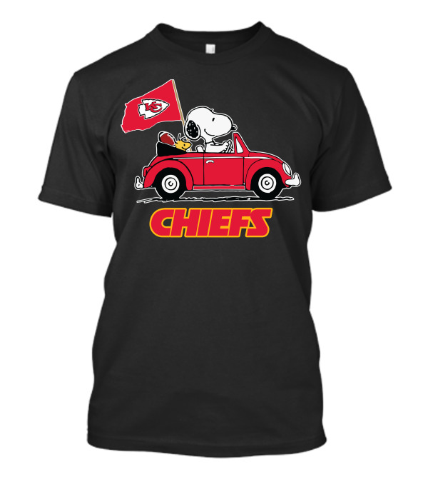 Chiefs Snoopy Driving With Kansas City Flag T-Shirt