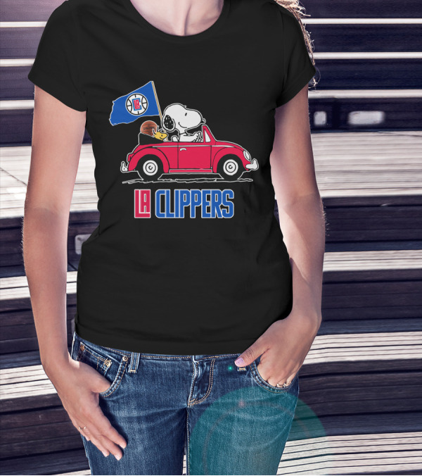 LA Clippers Snoopy Ride Car Basketball Peanuts T-Shirt