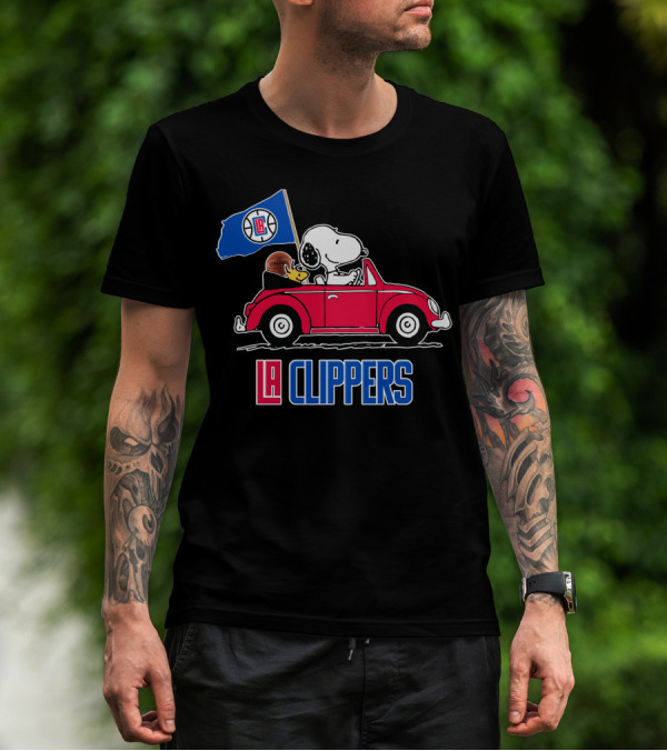 LA Clippers Snoopy Ride Car Basketball Peanuts T-Shirt