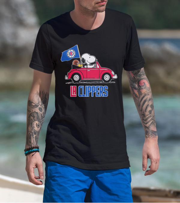 LA Clippers Snoopy Ride Car Basketball Peanuts T-Shirt
