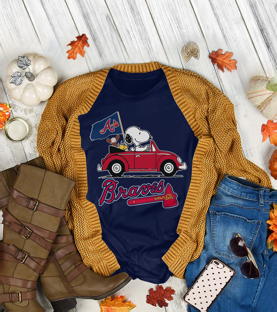 Atlanta Braves Snoopy Woodstocks Car Adventure T-Shirt