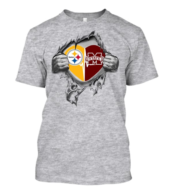 Steelers Mississippi State Bulldogs Heart Connection T-Shirt