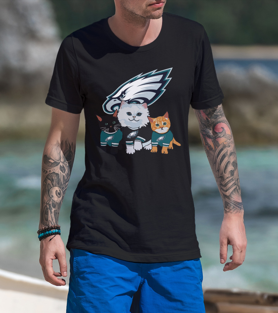 Philadelphia Eagles Cats With Team T-Shirt