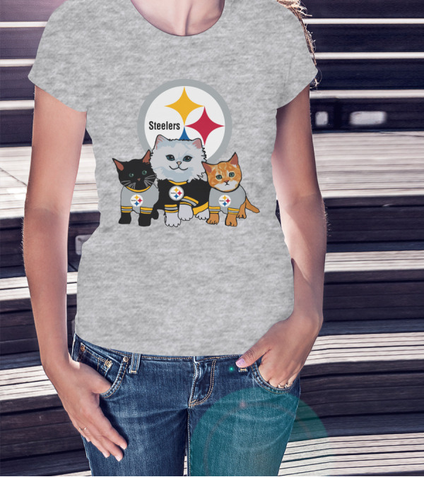 Pittsburgh Steelers Cats Trio With Team T-Shirt