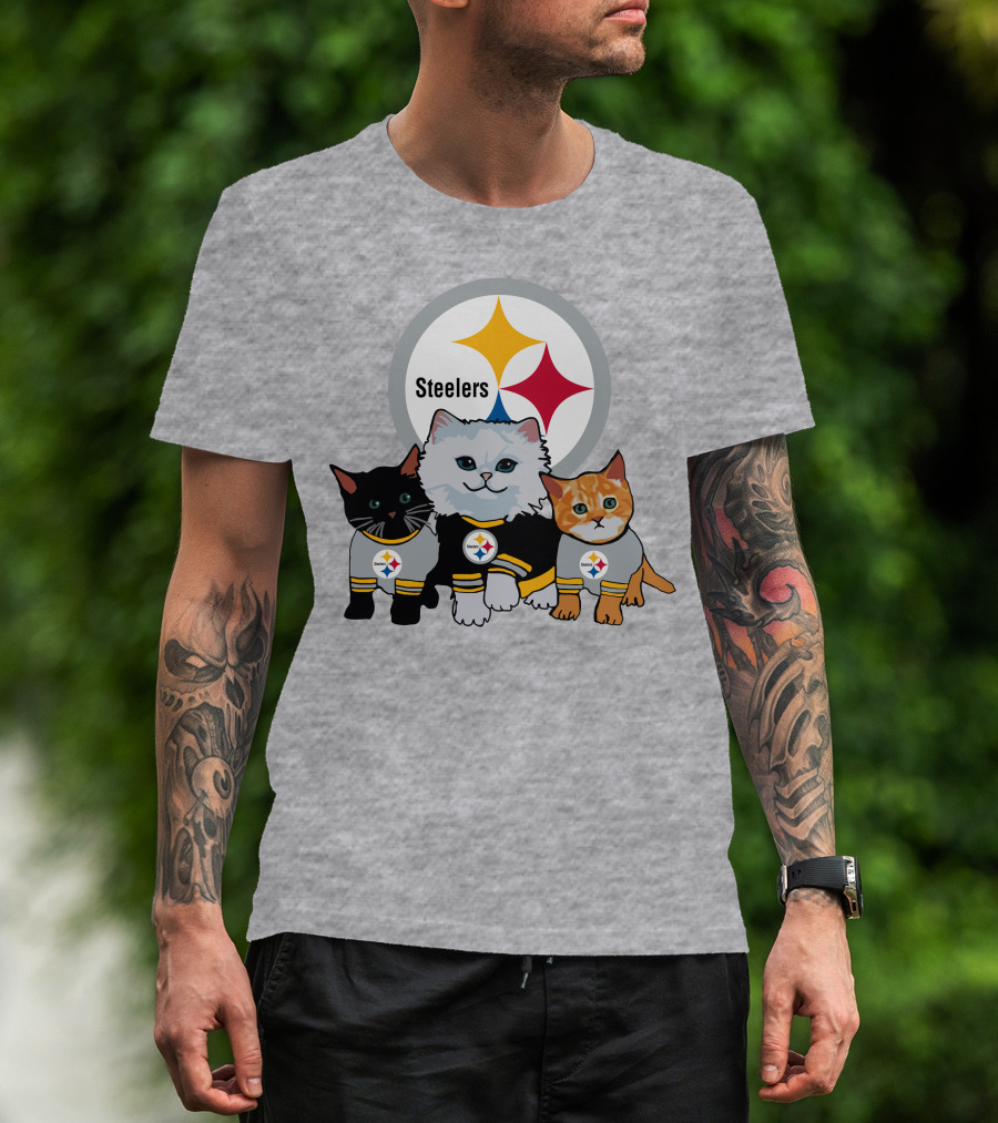 Pittsburgh Steelers Cats Trio With Team T-Shirt