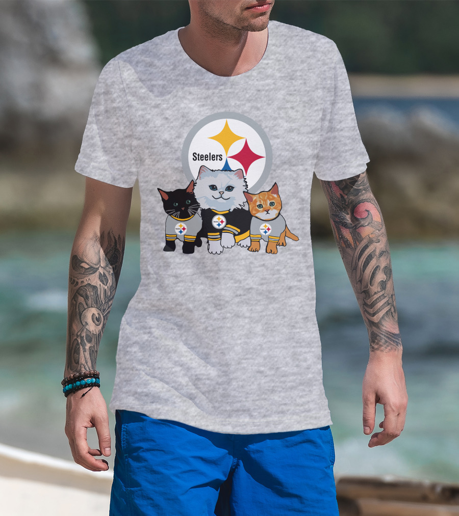 Pittsburgh Steelers Cats Trio With Team T-Shirt