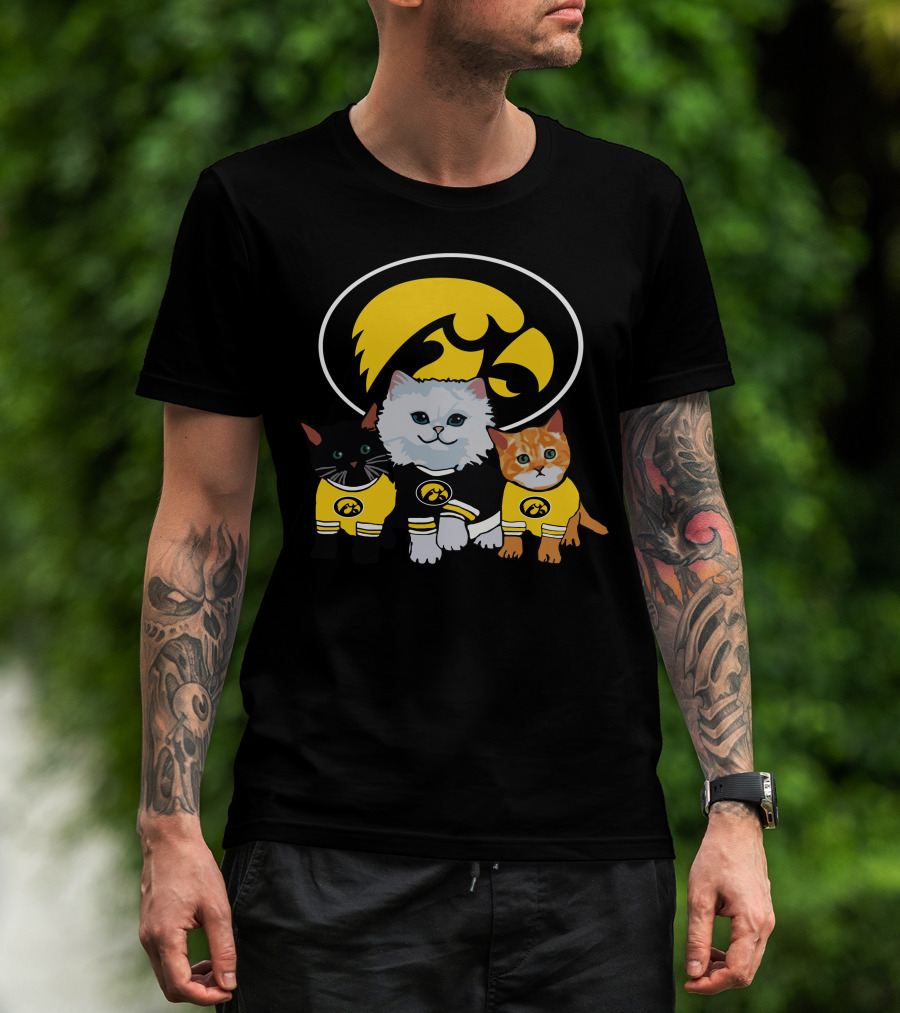 Iowa Hawkeyes Cute Cats Trio With Team T-Shirt