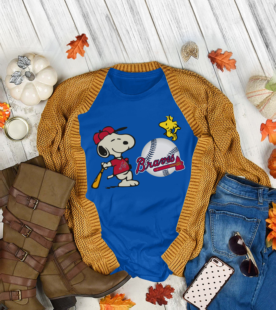 Braves Snoopy Woodstock Baseball Atlanta Peanuts T-Shirt