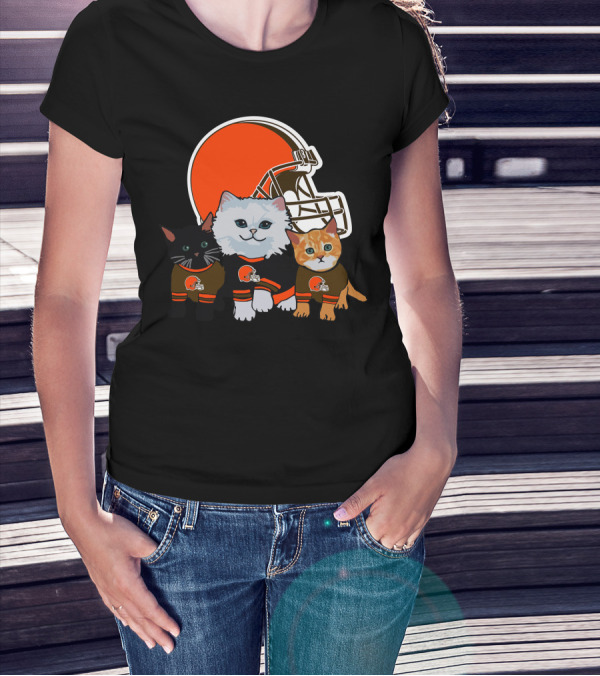 Cleveland Browns Cute Cats Football Helmet Trio T-Shirt