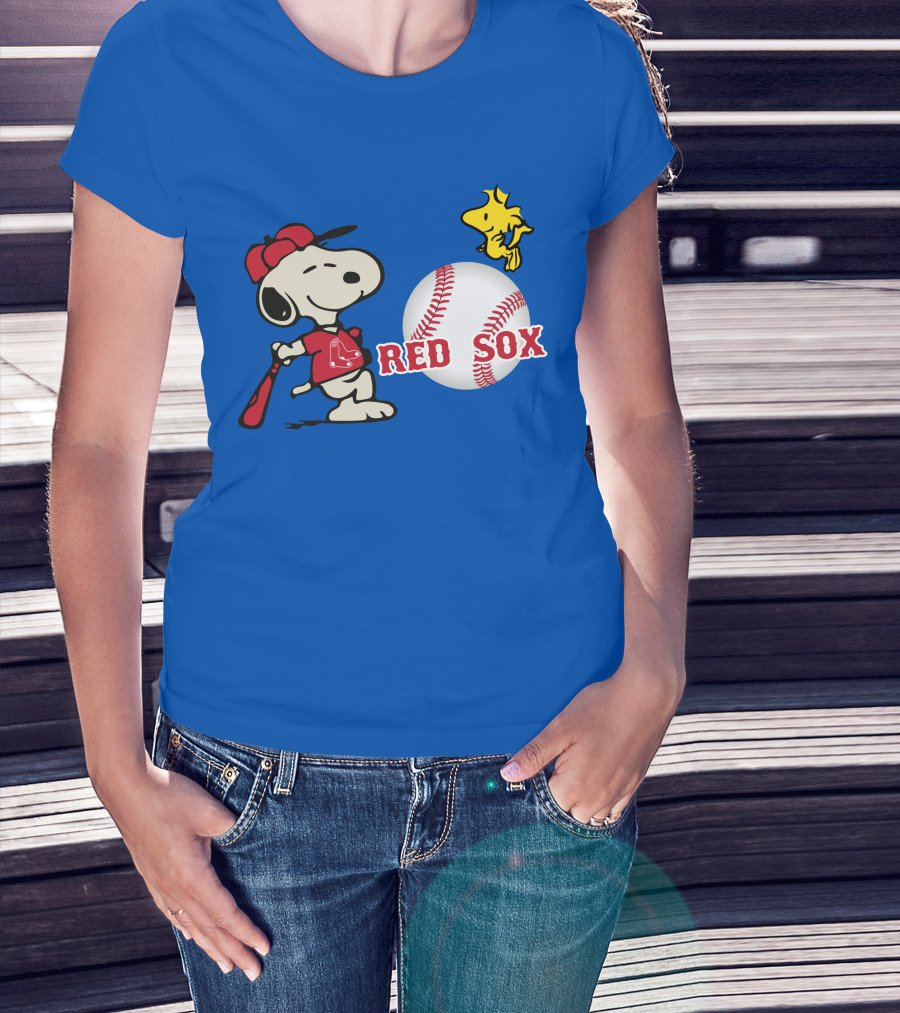 Snoopy Woodstock Boston Red Sox Baseball Peanuts T-Shirt