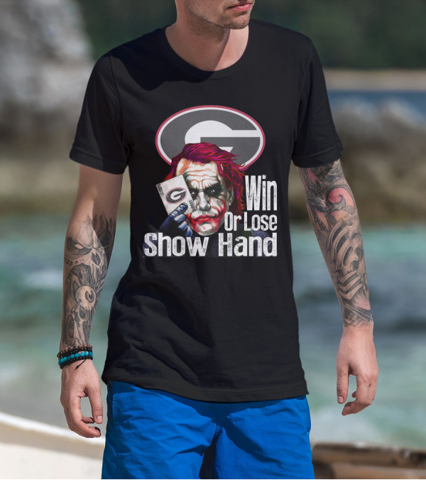 Georgia Bulldogs Win Or Lose Show Hand Joker Card Game T-Shirt